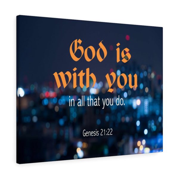 Scripture Canvas Genesis 21:22 God is With You Christian Bible Verse Meaningful Framed Prints, Canvas Paintings - Image 2