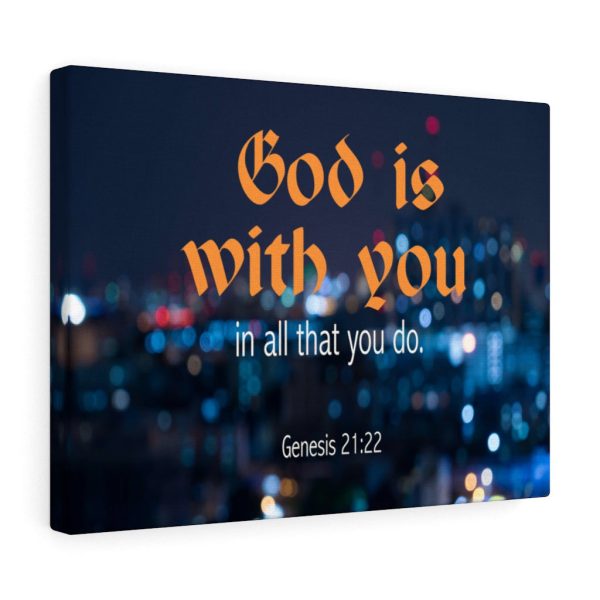 Scripture Canvas Genesis 21:22 God is With You Christian Bible Verse Meaningful Framed Prints, Canvas Paintings - Image 3