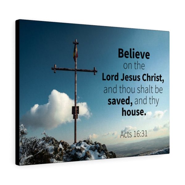 Scripture Canvas Believe Acts 16:31 Christian Bible Verse Meaningful Framed Prints, Canvas Paintings