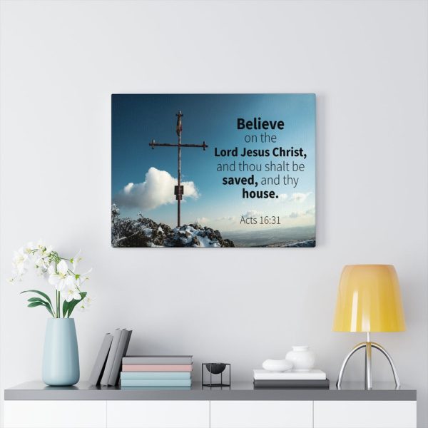 Scripture Canvas Believe Acts 16:31 Christian Bible Verse Meaningful Framed Prints, Canvas Paintings - Image 4