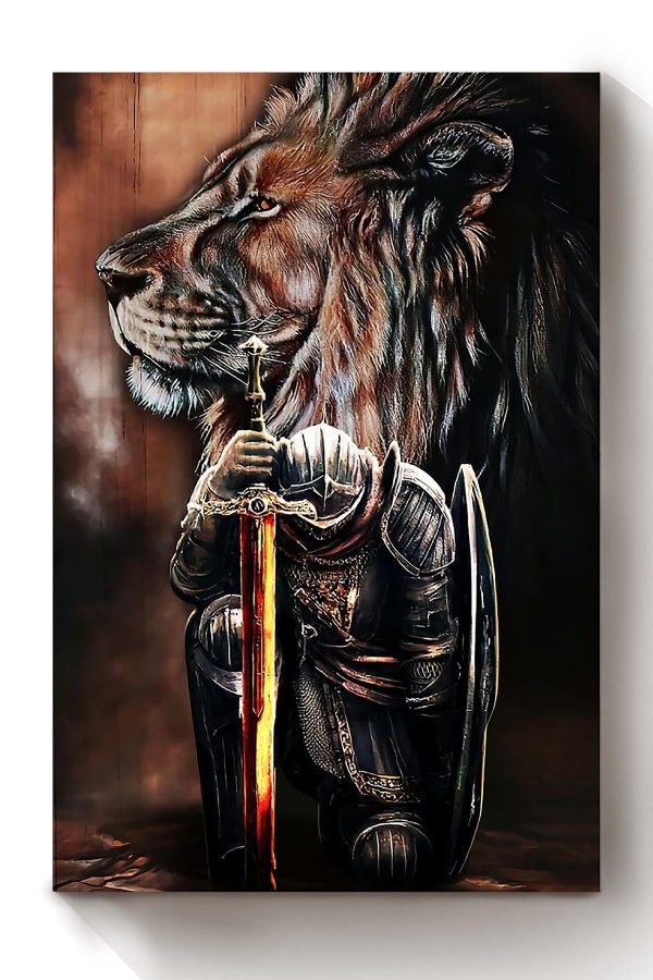 Christian Lion Warrior Lion Of Judah Christian Home Wall Decor Framed Canvas - Image 5