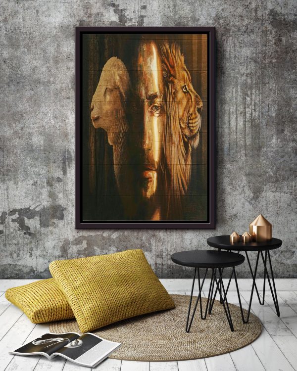 Jesus Lion Lamb Christian Gift For Christmas Decor Son Of God Framed Canvas Framed Prints, Canvas Paintings - Image 4