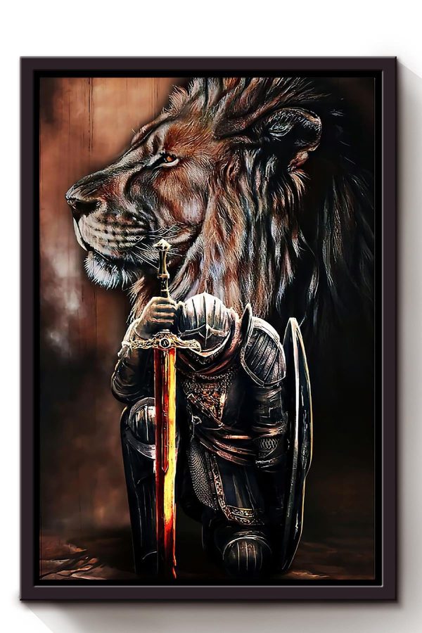 Christian Lion Warrior Lion Of Judah Christian Home Wall Decor Framed Canvas