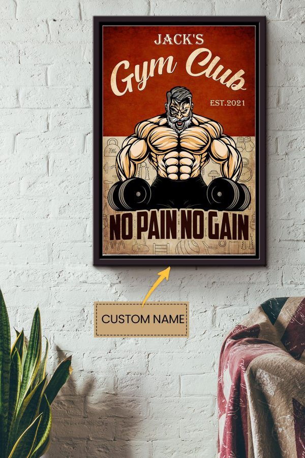 Gym Club No Pain No Gain Personalized Canvas Gym Gift For Gym Decor Gymer Working Out Lover Framed Matte Canvas Framed Prints, Canvas Paintings - Image 2