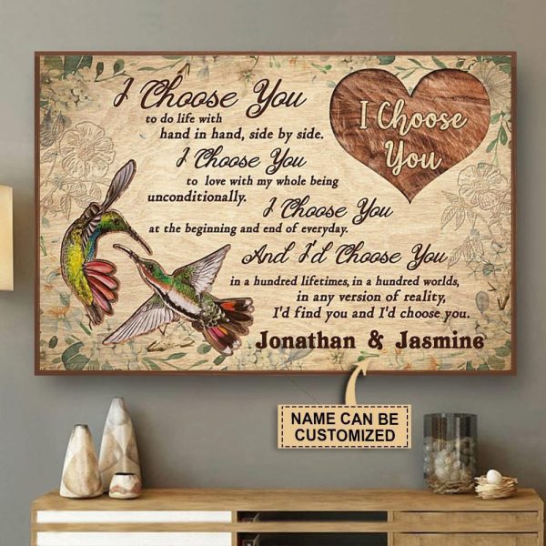 Personalized Canvas Painting Frames Hummingbird Couple I Choose You Framed Prints, Canvas Paintings