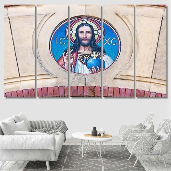 Jesus Christ Mosaic On Cathedral Sibiu Christian Premium Multi Canvas Prints, Multi Piece Panel Canvas Luxury Gallery Wall Fine Art Print - Image 8