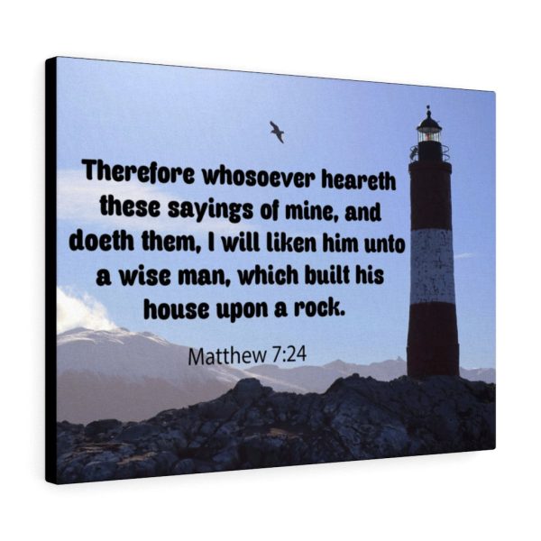 Scripture Canvas House Upon a Rock Matthew 7:24 Christian Bible Verse Meaningful Framed Prints, Canvas Paintings - Image 3