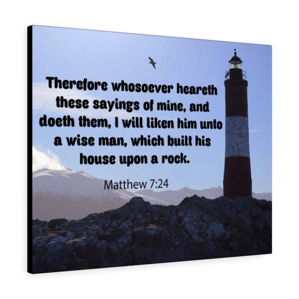 Scripture Canvas House Upon a Rock Matthew 7:24 Christian Bible Verse Meaningful Framed Prints, Canvas Paintings