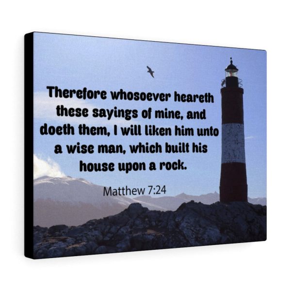 Scripture Canvas House Upon a Rock Matthew 7:24 Christian Bible Verse Meaningful Framed Prints, Canvas Paintings - Image 2