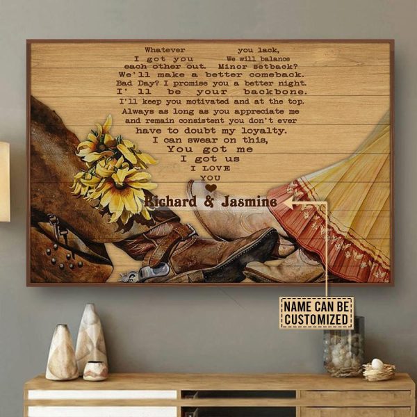 Personalized Canvas Art Painting, Canvas Gallery Hanging Sunflower Cowboy Were A Team Framed Prints, Canvas Paintings