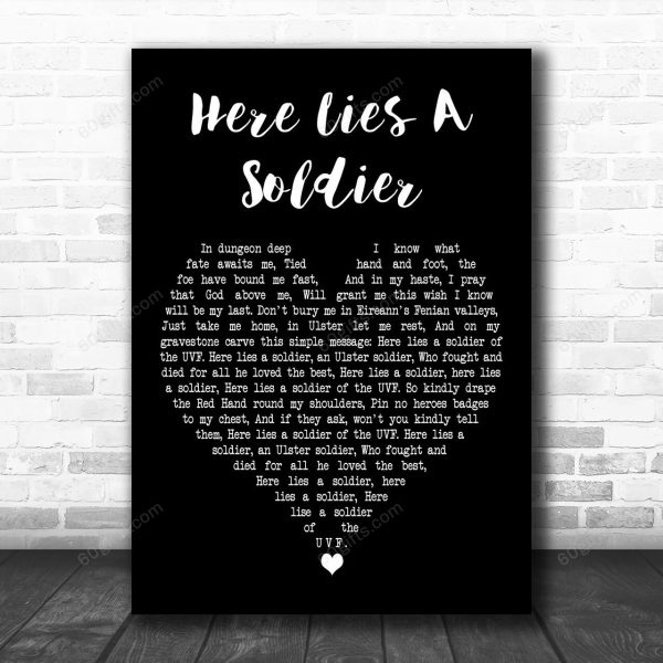 Wolfe Tones Here Lies A Soldier Black Heart Decorative Art Gift Song Lyric Print - Canvas Print Wall Art Home Decor