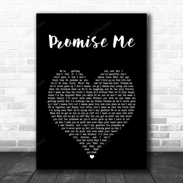 Badflower Promise Me Black Heart Song Lyric Art Print - Canvas Print Wall Art Home Decor