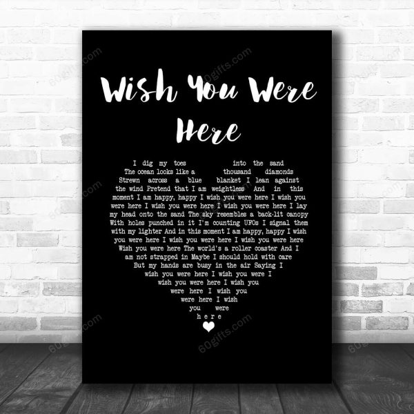 Incubus Wish You Were Here Black Heart Song Lyric Art Print - Canvas Print Wall Art Home Decor