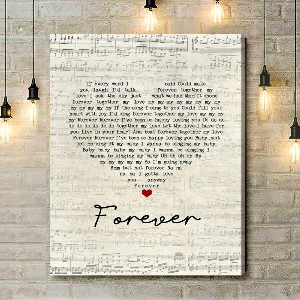 Beach Boys Forever Script Heart Song Lyric Art Print - Canvas Print Wall Art Home Decor