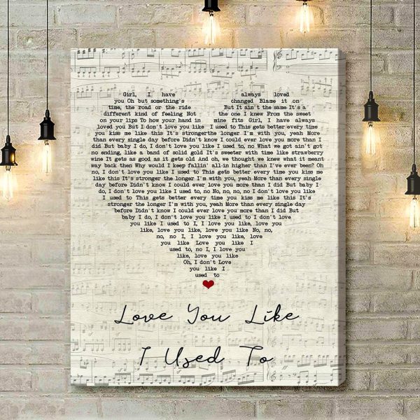 Russell Dickerson Love You Like I Used To Script Heart Song Lyric Art Print - Canvas Print Wall Art Home Decor