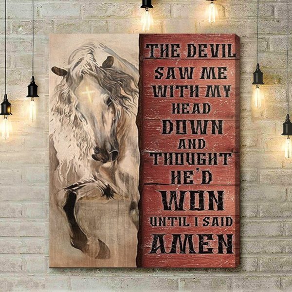 Housewarming Gifts Christian Decor Jesus White Horse The Devil - Canvas Print Wall Art Home Decor