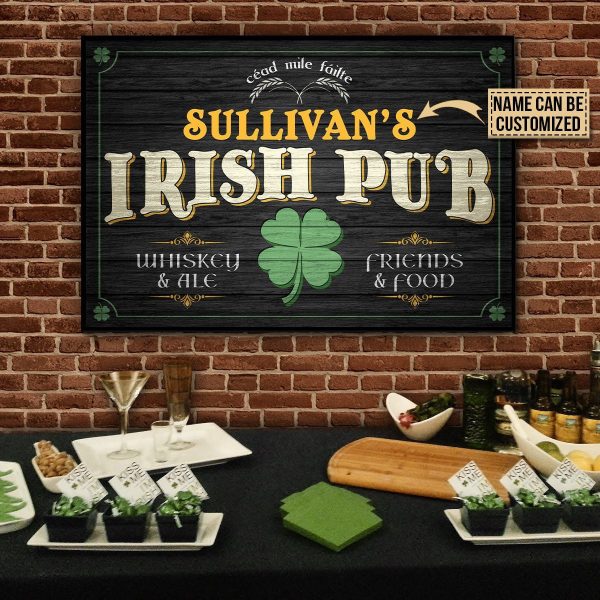 Personalized Canvas Painting Frames Irish Pub Friend And Food Framed Prints, Canvas Paintings