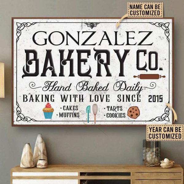 here Gifts Personalized Baking With Love Canvas Home Decor