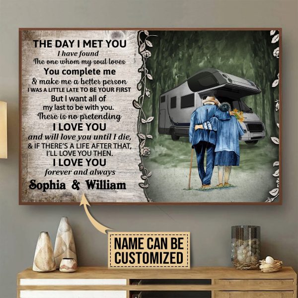 here Gifts Personalized Camping Motorhome The Day I Met Canvas Home Decor