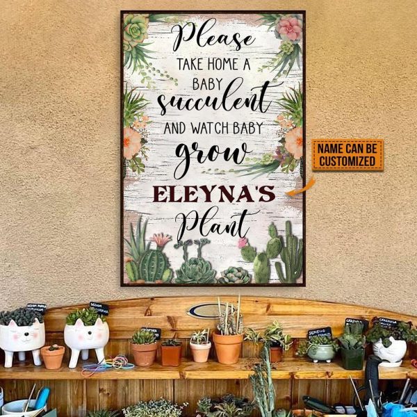 here Gifts Personalized Succulent Take Home A Baby Canvas Decor - Image 2