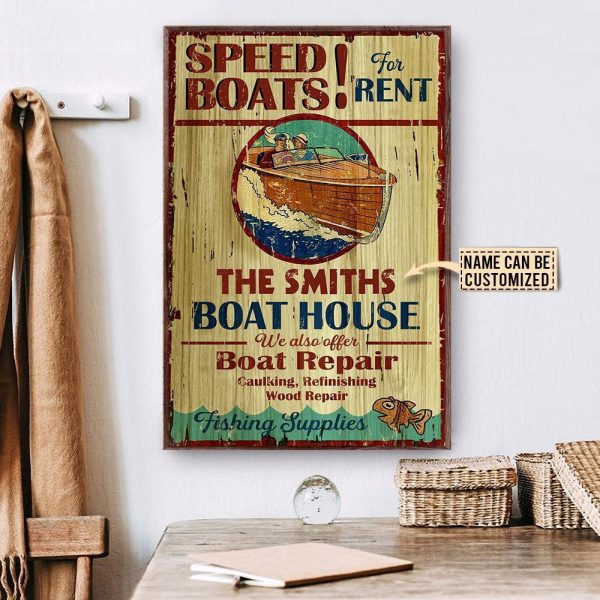 here Gifts Personalized Boat House Speed Boats Canvas Home Decor - Image 2