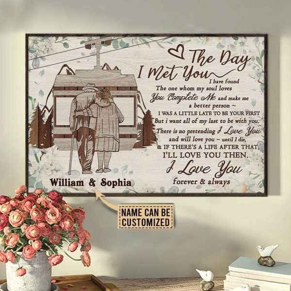 here Gifts Personalized Skiing Floral The Day I Met Canvas Home Decor