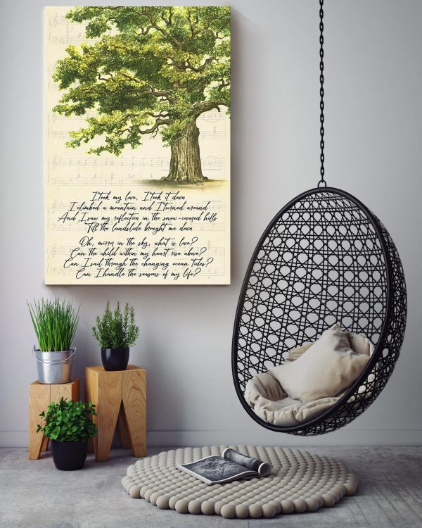 Landslide Lyrics Vintage Green Tree For Fleetwood Mac Fan Canvas Gallery Painting Wrapped Canvas Framed Prints, Canvas Paintings - Image 3