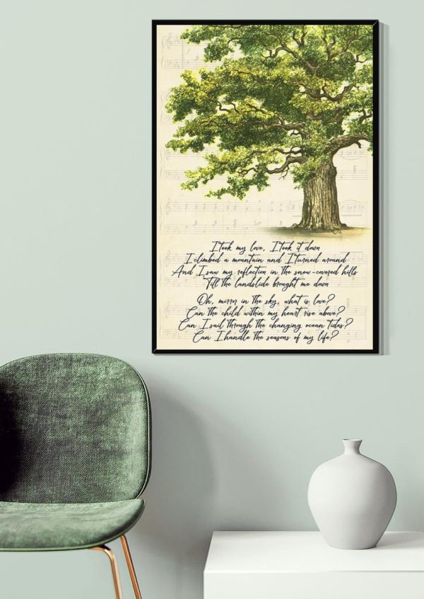 Landslide Lyrics Vintage Green Tree For Fleetwood Mac Fan Canvas Gallery Painting Wrapped Canvas Framed Prints, Canvas Paintings - Image 4