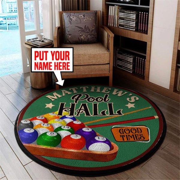 Personalized Pool Hall Round Mat Round Floor Mat Room Rugs Carpet Outdoor Rug Washable Rugs