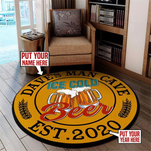 Personalized Beer Man Cave Round Mat Round Floor Mat Room Rugs Carpet Outdoor Rug Washable Rugs