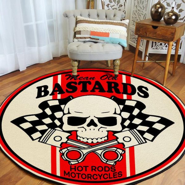 Mean Old Bastards Hot Rods Motorcycles Round Mat Round Floor Mat Room Rugs Carpet Outdoor Rug Washable Rugs