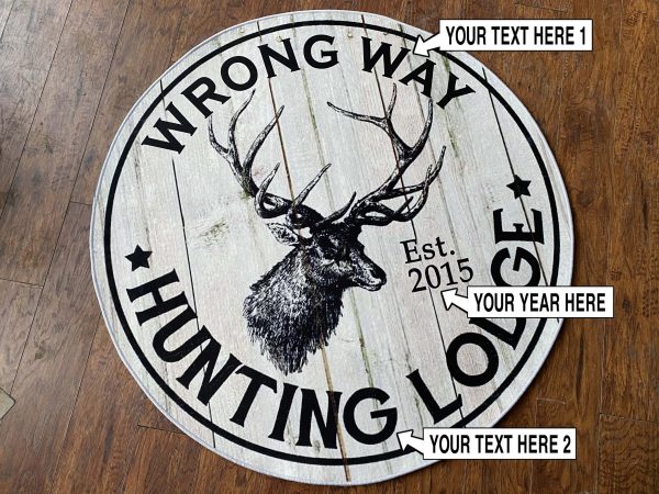 Personalized Hunting Lodge Round Rug, Carpet 06605_Text