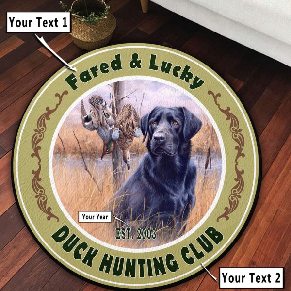 Personalized Duck Hunting Club Round Rug, Carpet 09019