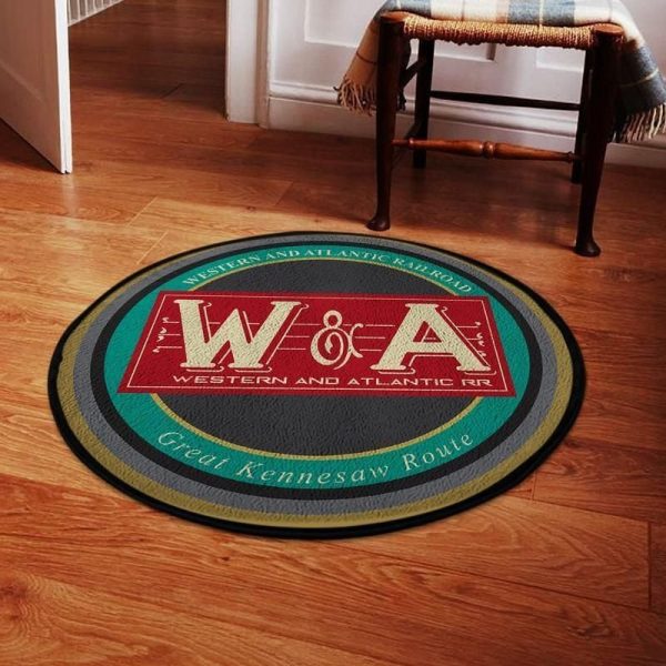 Warr Living Room Round Mat Circle Rug Western & Atlantic Railroad