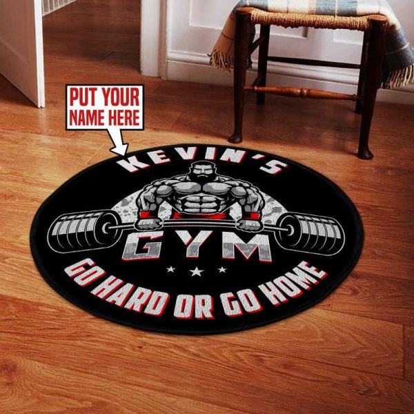 Personalized Gym Go Hard Or Go Home Round Mat Round Floor Mat Room Rugs Carpet Outdoor Rug Washable Rugs - Image 2