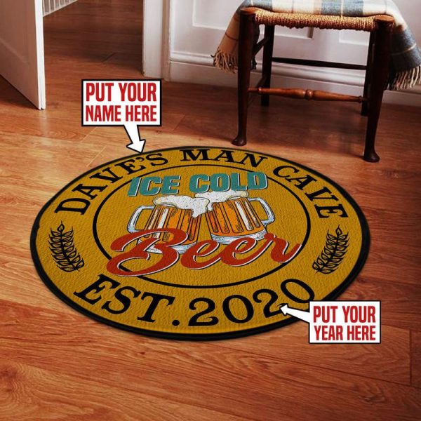 Personalized Beer Man Cave Round Mat Round Floor Mat Room Rugs Carpet Outdoor Rug Washable Rugs - Image 2