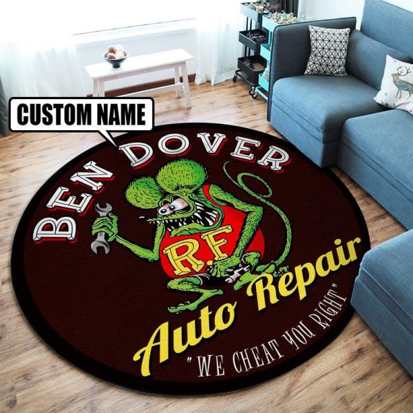 Personalized Chop Shop Hot Rod Round Mat Round Floor Mat Room Rugs Carpet Outdoor Rug Washable Rugs - Image 2