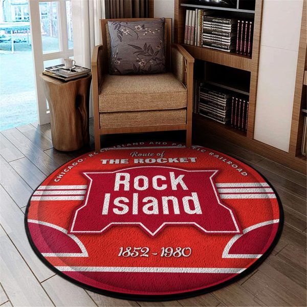 Rockisland Round Mat Rock Island Railroad Round Floor Mat Room Rugs Carpet Outdoor Rug Washable Rugs - Image 2