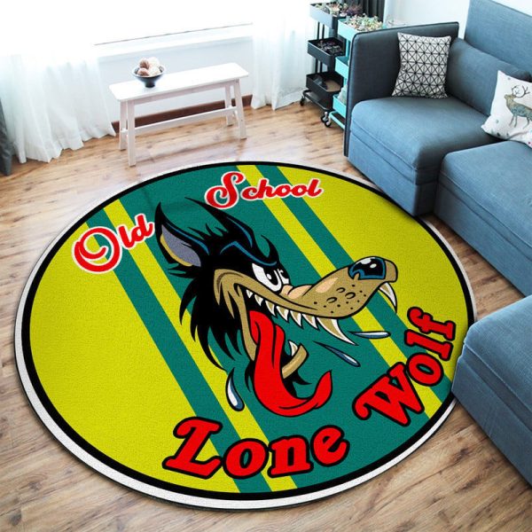 Lone Wolf Hot Rod Round Mat Round Floor Mat Room Rugs Carpet Outdoor Rug Washable Rugs - Image 2