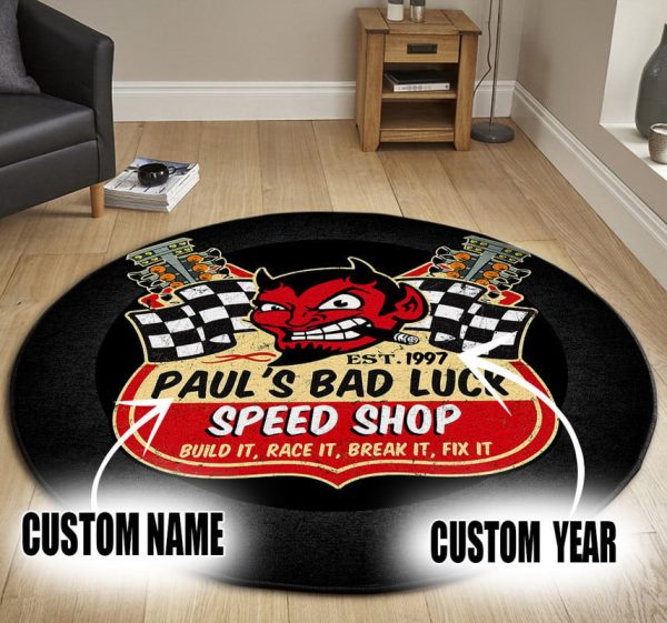 Personalized Devil Garage Hot Rod Round Mat Round Floor Mat Room Rugs Carpet Outdoor Rug Washable Rugs - Image 4