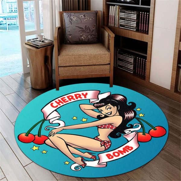 Cherry Bomb Hot Rod Round Mat Round Floor Mat Room Rugs Carpet Outdoor Rug Washable Rugs - Image 4