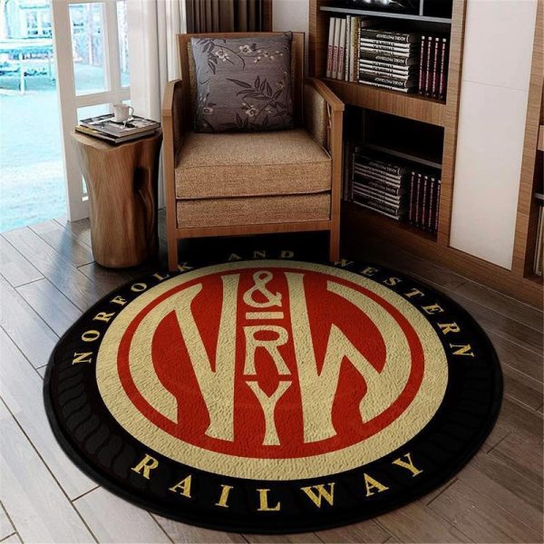 Norfolk Living Room Round Mat Circle Rug Norfolk Western Railroad - Image 2