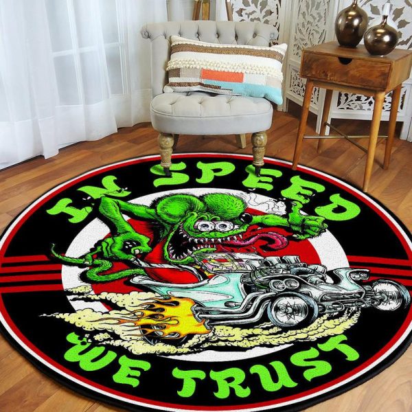 In Speed We Trust Rat Fink Round Mat Round Floor Mat Room Rugs Carpet Outdoor Rug Washable Rugs - Image 2