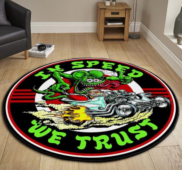 In Speed We Trust Rat Fink Round Mat Round Floor Mat Room Rugs Carpet Outdoor Rug Washable Rugs - Image 3