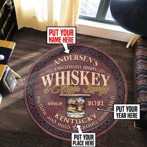 Personalized Whiskey Cigar Lounge Round Mat Round Floor Mat Room Rugs Carpet Outdoor Rug Washable Rugs - Image 3