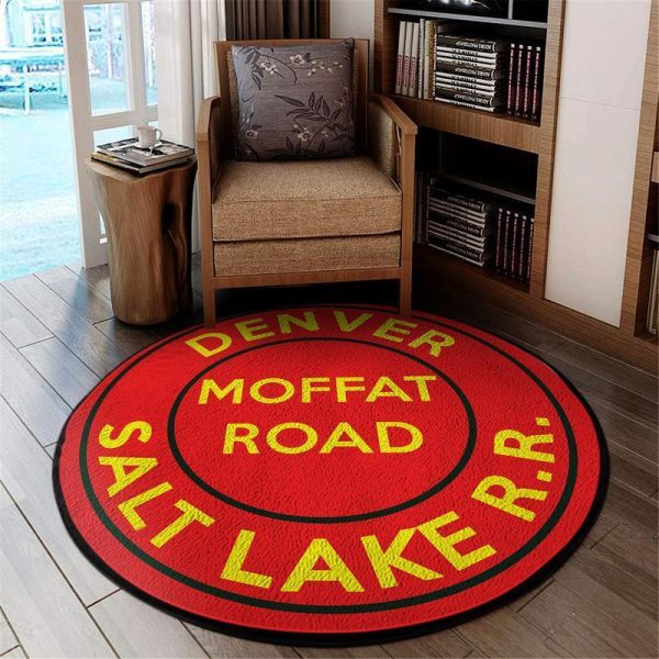 Dslmrr Living Room Round Mat Circle Rug Denver And Salt Lake Moffat Rail Road - Image 2