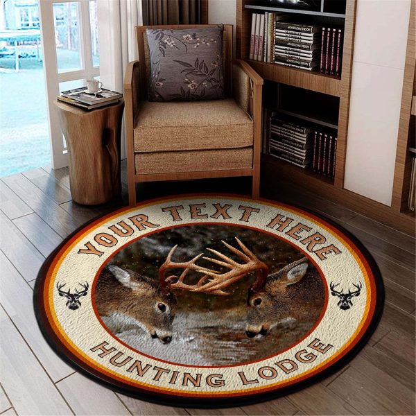 Personalized Hunting Lodge Round Rug, Carpet 06605_Text - Image 2