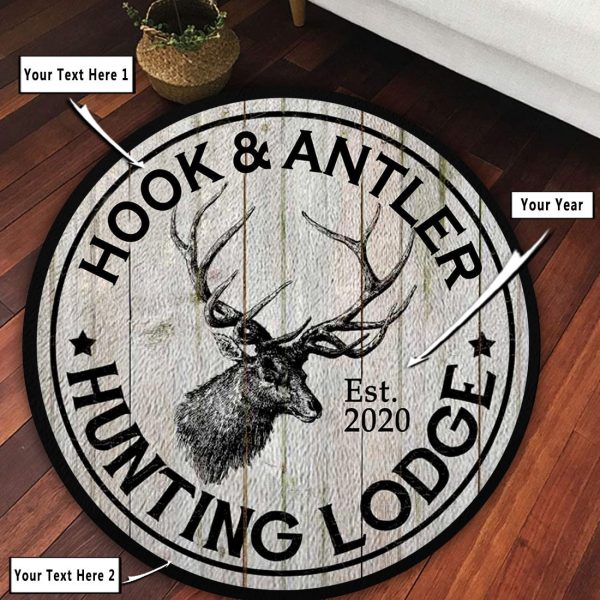 Personalized Hunting Lodge Round Rug, Carpet 06605_Text - Image 3