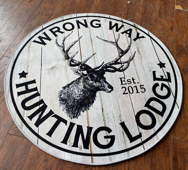 Personalized Hunting Lodge Round Rug, Carpet 06605_Text - Image 5