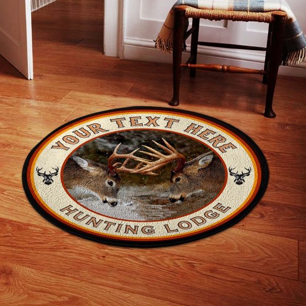 Personalized Hunting Lodge Round Rug, Carpet 06605_Text - Image 6